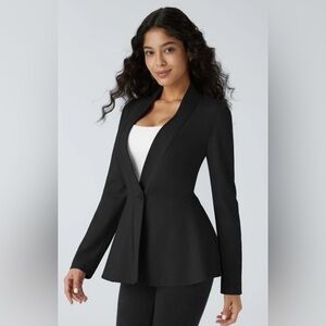 NEW Halara Women Size XL Black V-neck SculptKnit Stretch Peplum Blazer Jacket